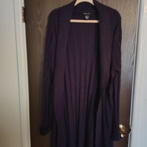 New York & Company Rich Purple Knit Cardigan